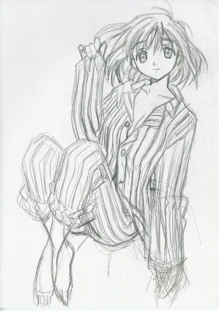 Rough character design: Adult Shouko (front)